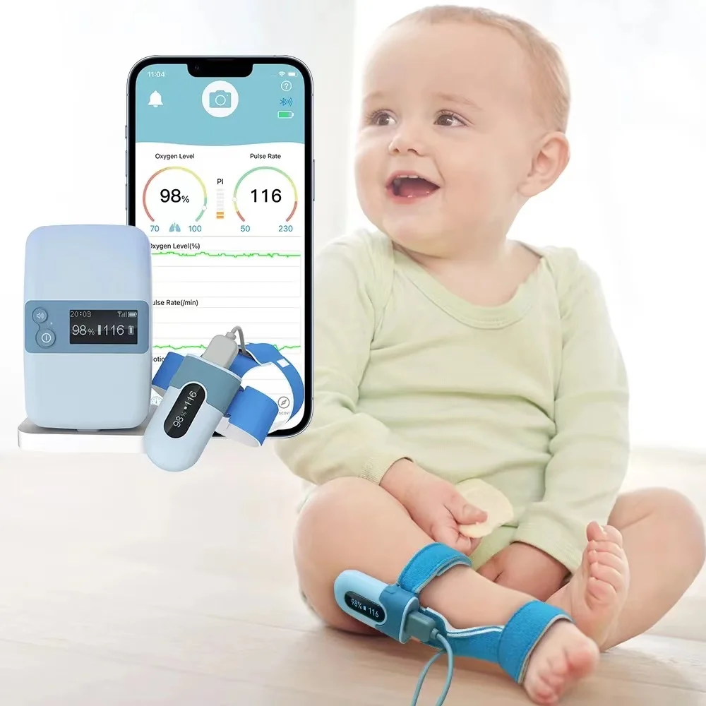 

BabyO2 S2 rechargeable Bluetooth intelligent audio reminder wearable baby Spo2 sleep heart rate baby blood oxygen monitor