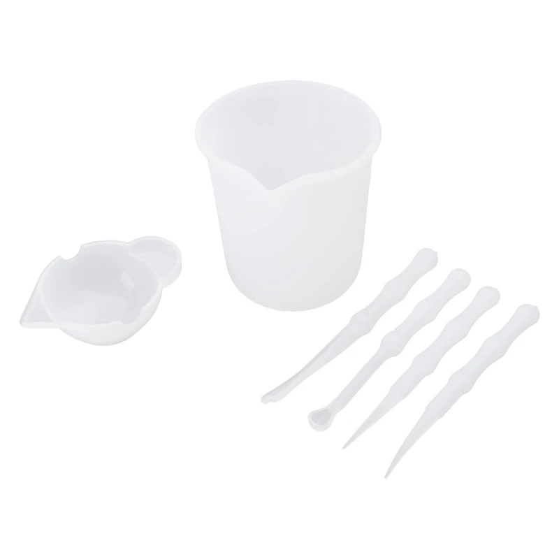 4Pcs Reusable Washable Silicone Resin Mixing Measuring Divided Cups Tools Kit Sticks Spoon UV Epoxy Resin Jewelry Tools 4pcs reusable washable silicone resin mixing measuring divided cups tools kit sticks spoon uv epoxy resin jewelry tools