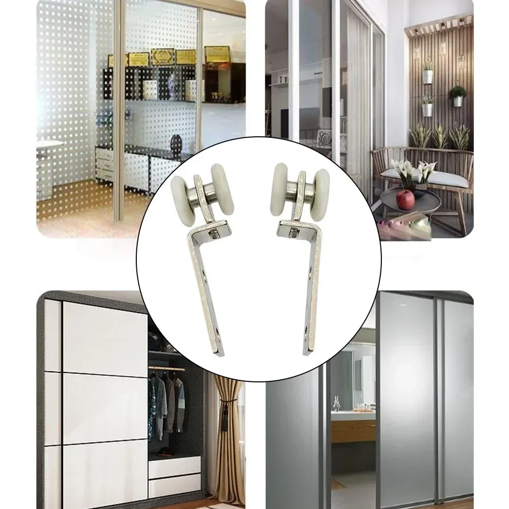 2/4pcs Sliding Door Pulley Silent Hanging Track Pulley Block For Smooth Sliding Door Cabinets/windows/cabinets Hardware Kit