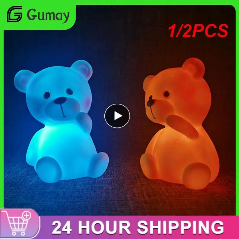 

1/2PCS Hot Bear Cloud Star Moon Led Night Light Lamp Cute Animal Cartoon Nightlight for Baby Kids Room Bedside Living