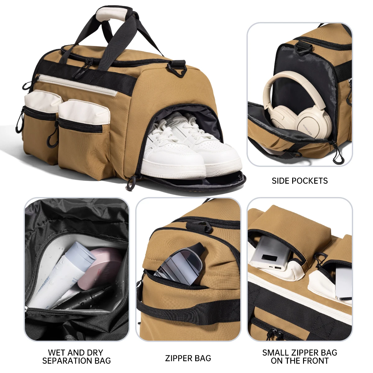 Fitness Bag Female Dry and Wet Separation Yoga Bag Large Messenger Bag Large Capacity Travel Bag Storage Training Sports Bag