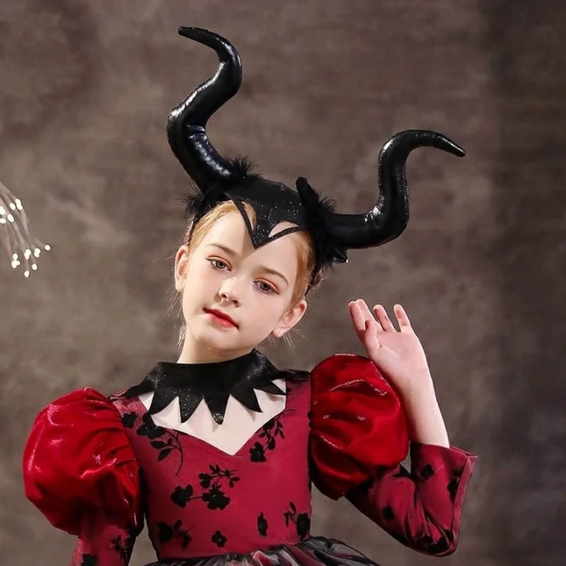 Costume Cosplay gotico di Halloween accessori per capelli realistico nero rosso diavoli lunghi corno fascia Festival festa di carnevale Bandana  200000532