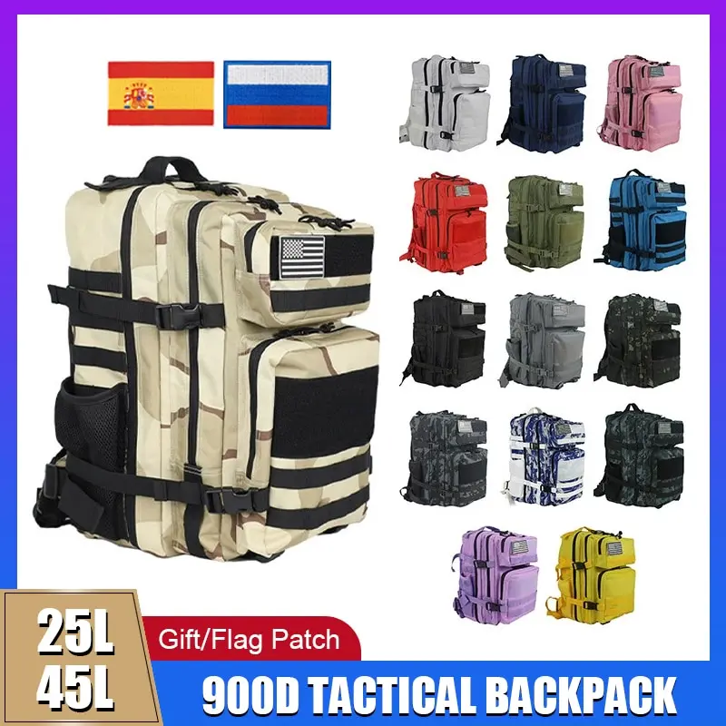 

25L/45L Military Tactical Backpack Men Women Outdoor Camping Travel Bag 900D Oxford Cloth Trekking Hiking Hunting Rucksack