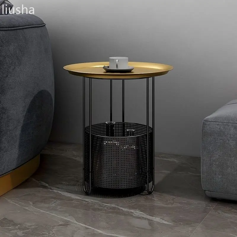 

Nordic slate small coffee table living room sofa side cabinet light luxury tea table home bedroom corner small round table