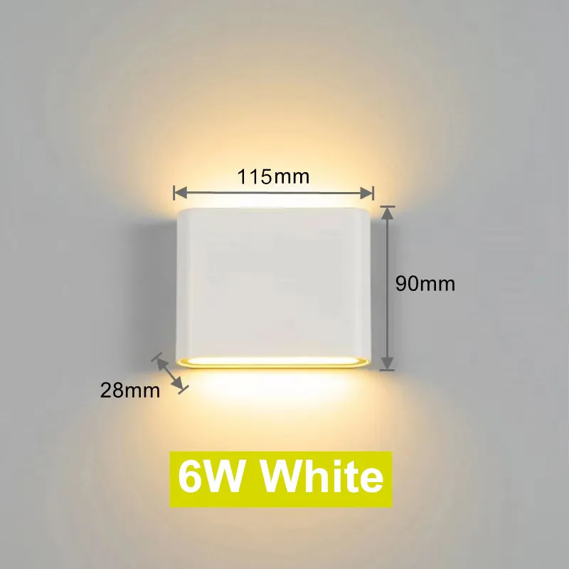 מנורת קיר LED 6W 12W לחוץ עמידה במים תאורת גינה אלומיניום AC86-265V פנים חדר שינה סלון מדרגות תאורת קיר