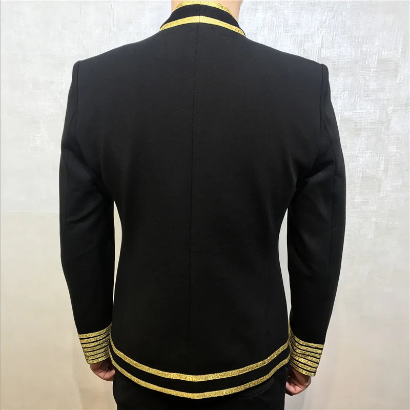 Men Suits Jackets Style Gold Stripe Korean Slim Suit Men's Walk Show Fashion Nightclub Blazer Performance Clothing Stylist Blazer Hombre