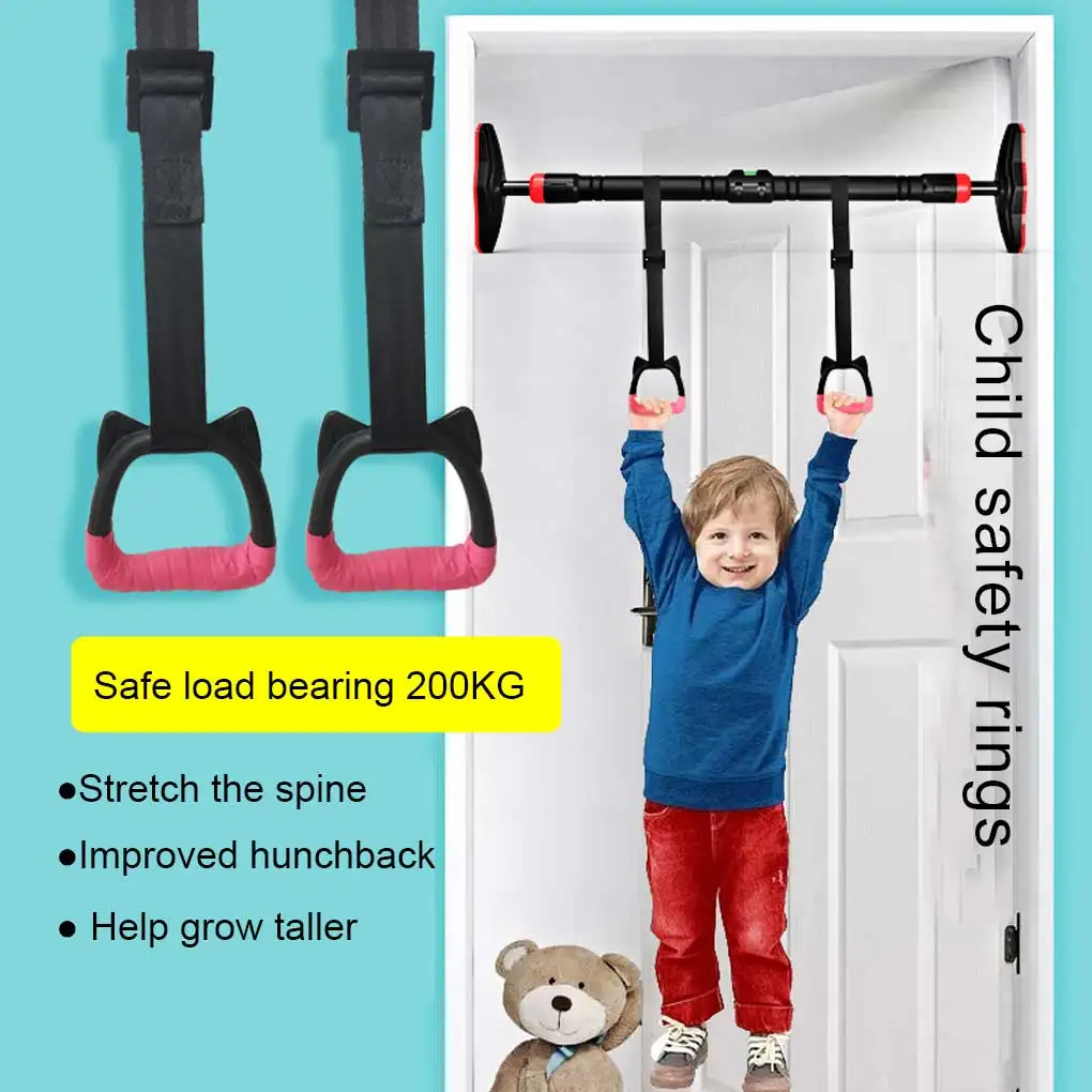 2 Pieces Children Gymnastic Handle Rings with Straps Strength Training