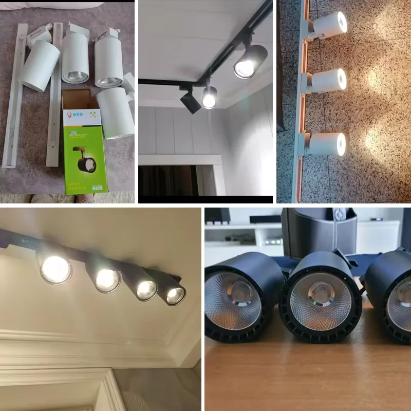 LED Track Light Spot Ceiling Lamp 220V Set Rail Spotlight COB Led Rail Lighting Home Decor Bedroom kitchen Ceiling Light Fixture 6