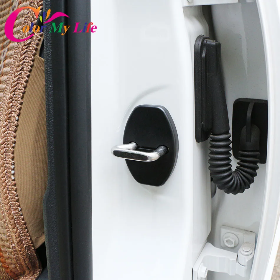 Car Interior Accessories Car Door Lock Cover Car Exterior Accessories Car Door Cover ABS Car Door Lock Protective Cover Case for Seat Leon Ibiza Altea Alhambra Accessories 4 Pcs/Set