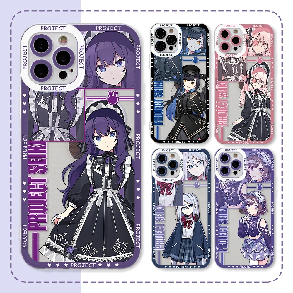 Stylish Project Sekai Clear Soft Phone Case with Border Print