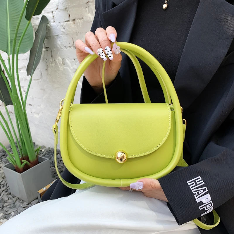 

Women's Handbag Pu Leather Shoulder Bag Solid Color Saddle Bag Crossbody Bag Female Messenger Bag Purse Main Female