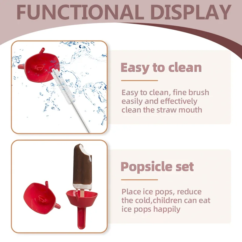 Ice Cream Mold Drip Free Ice Holder Mess Free Frozen Treats Rack Popsicle Holder with Straw for Kids Drip-Proof Popsicle Rack ice mold popsicle rack ice cream molds popsicle holder