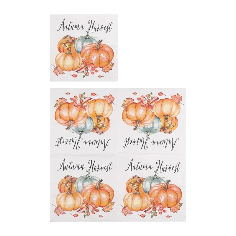 10/20pcs 33cm 2Ply Thanksgiving Pumpkin Colourful Paper Napkins Party Napkins Decorative Paper Placemats Butterfly Bartlet