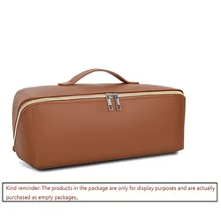 Deluxe PU Multi - Compartment Travel Organizer Pouch - Water - Resistant Storage Case - 34x12x12cm (Brown)