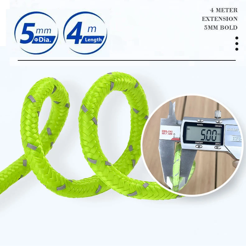 Outdoor Tent Ropes 4Pcs 5mm 4M Reflective Camping Guy Lines For Tarp Canopy