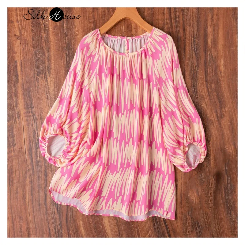 sweet-pink-series-100-natural-mulberry-silk-03-crepe-de-chine-french-round-neck-raglan-lantern-sleeves-loose-women's-t-shirt