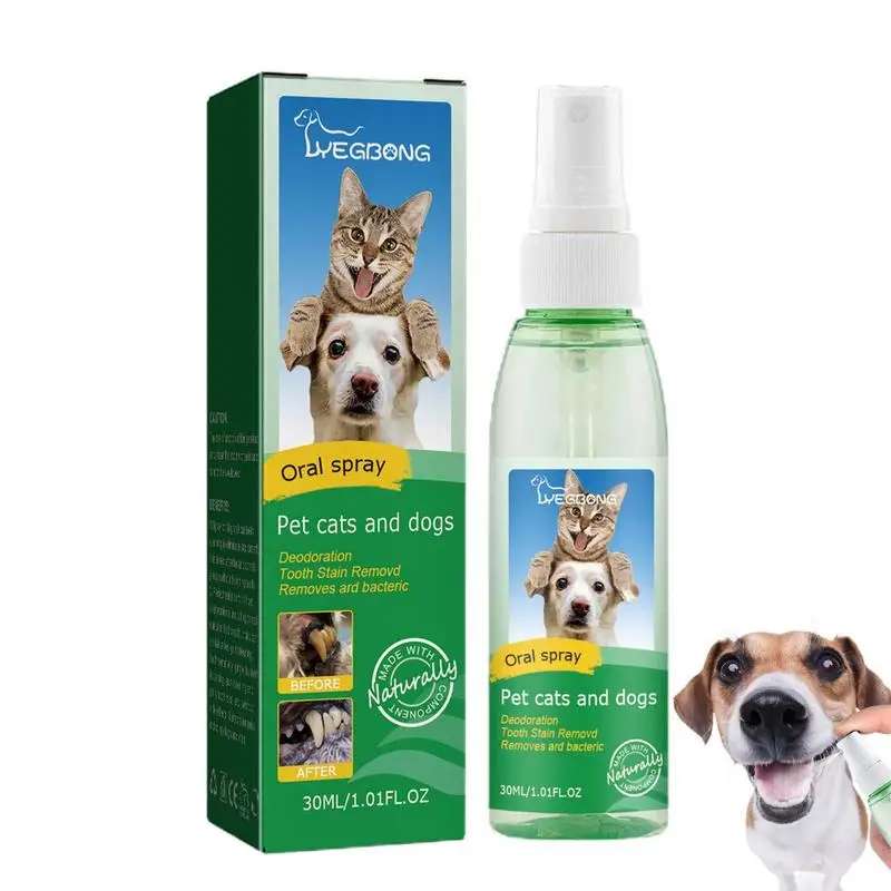 

Pet Oral Spray Pets Fresh Breath Dental Spray For Dogs 30ml Dog Teeth Cleaning Spray Eliminates Bad Breath Whitens Teeth