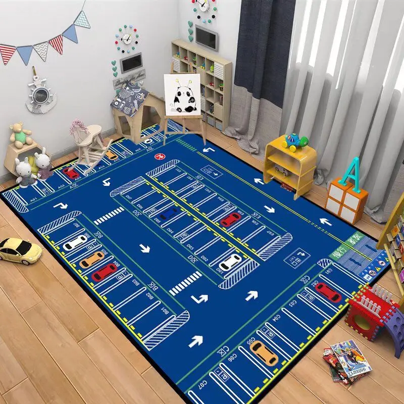 Children's Anti-slip Rug Crawl Mat Road Traffic Route Map Rug Living Room Sofa Coffee Table Carpets Baby Climbing Play Carpet