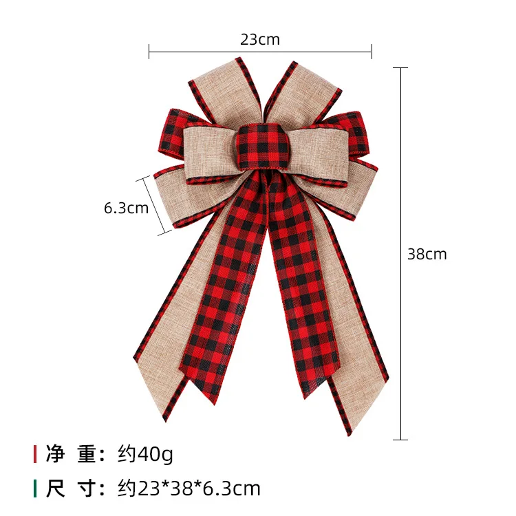 thumbnail image 1 of 1Pc Merry Christmas Bow Xmas Tree Hanging Ornament for Home Christmas Decorations Wedding New Year Party DIY Gifts Supplies, 1 of 5
