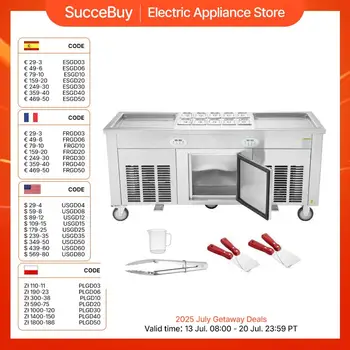 VEVOR Fried Ice Cream Roll Machine, 2 Square Pans 17.7" x 17.7", Stainless Steel Thai Rolled Ice Cream Maker, for Gelato, Frozen Yogurt, Homemade Dessert Specialties 1