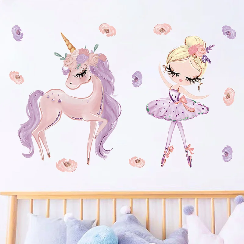 Fairy Unicorn Star Wall Stickers for Kids Rooms Girls Baby Room Bedroom Decor wall stickers
