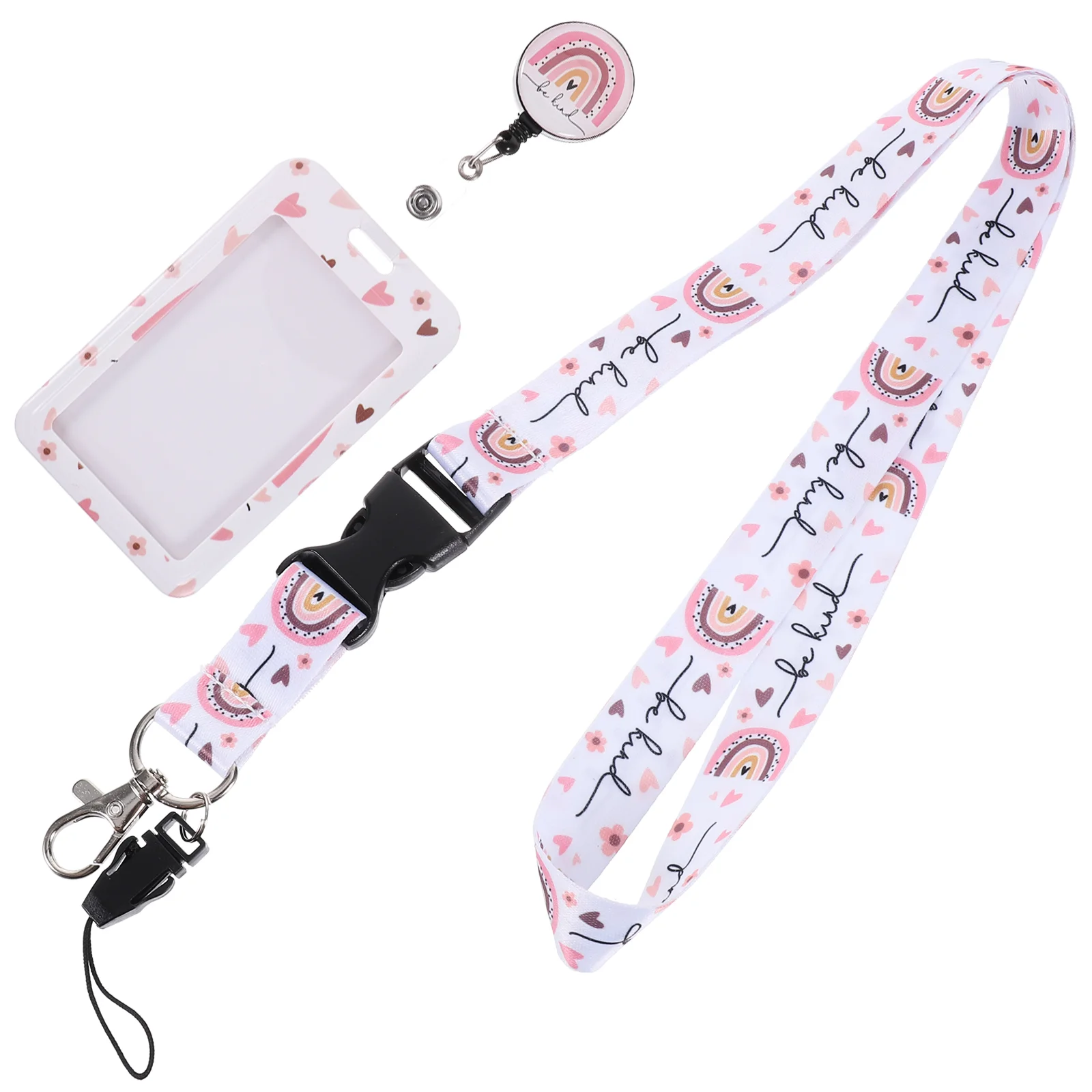 Coffee Telescopic Mobile Phone ID Card Holder Lanyard with Cards Holders Telephone Plastic Work Lovely Credit Picture