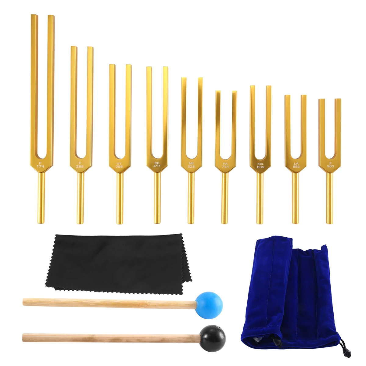 

Tuning Fork Set - 9 Tuning Forks for Healing Chakra,Sound Therapy,Keep Body,Mind and Spirit in Perfect Harmony- Gold
