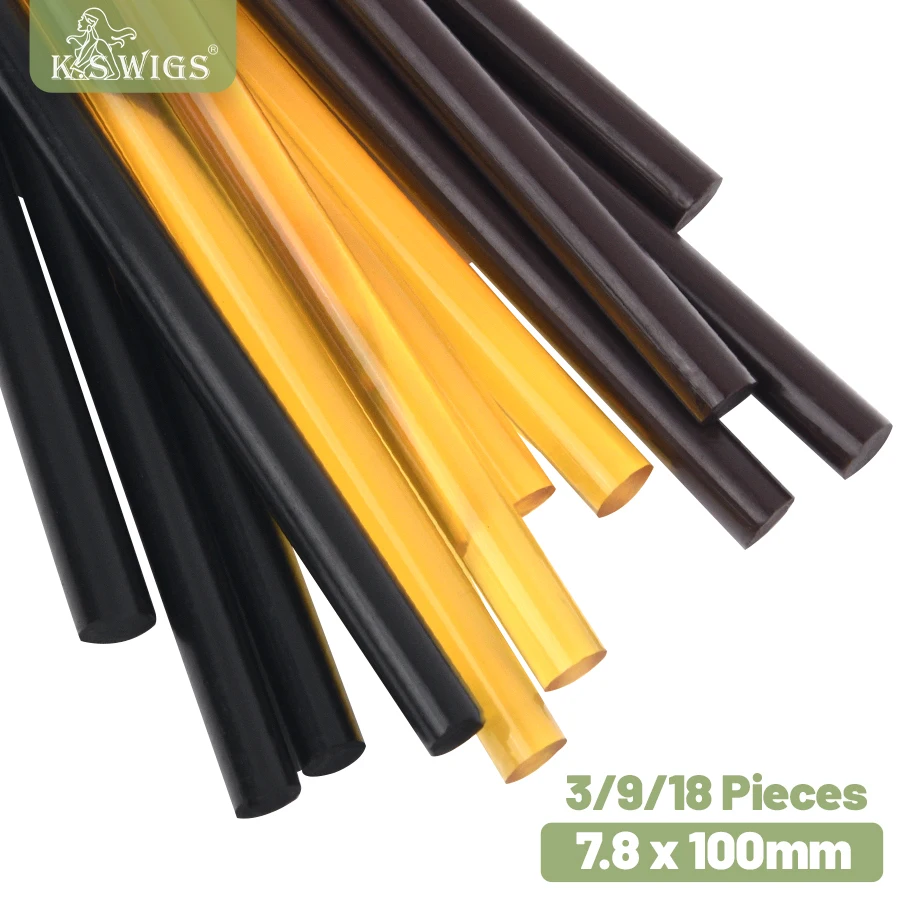 K.S WIGS 3/9/18PCS 7mm x 100mm Transparent Glue Stick Craft Hand Repair Tool Hot Melt Glue Sticks for Gun DIY Art Alloy