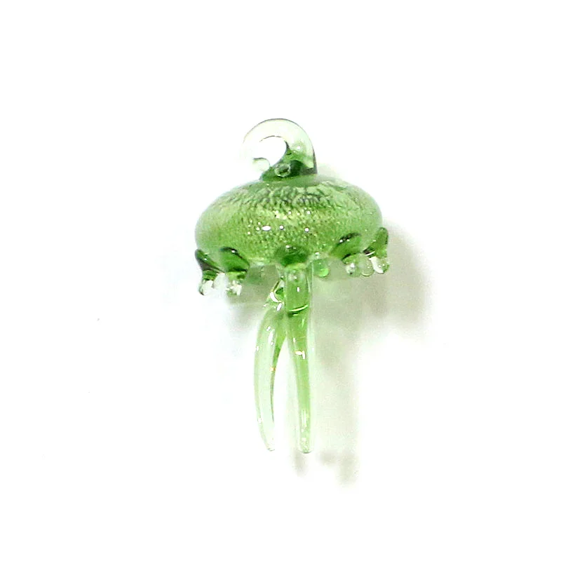 Silver Foil Cute Jellyfish Mini Figurine Glass Pendant Aquarium Decor Supplies Fashion DIY Women Jewelry Making Accessories 2Pcs