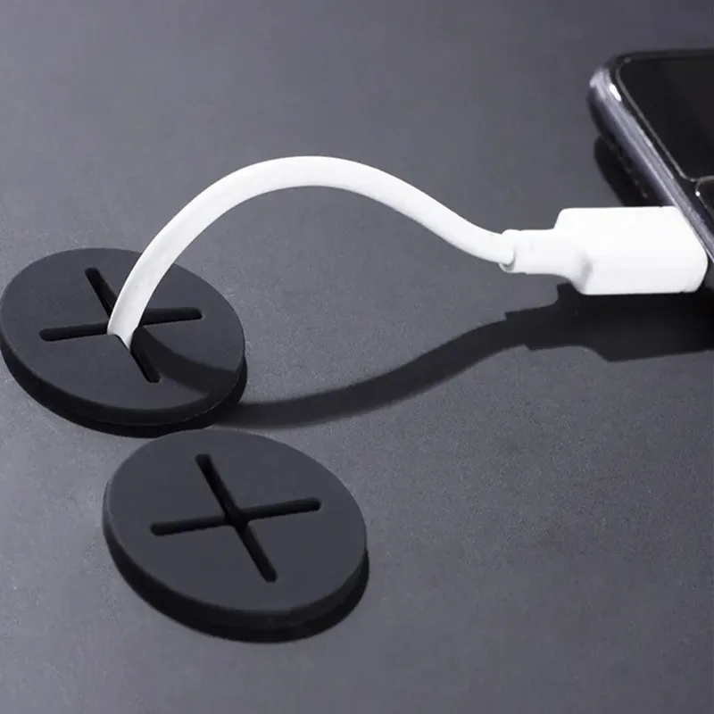 1pcs Desk Cord Grommet, Flexible Silicone Cable Hole Cover, Wire Organizer, Cable Pass Through, Round Gasket White yellow