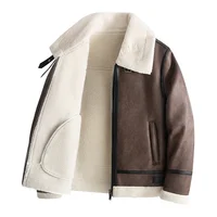 New Warm Cashmere Coat Brand Leather Jackets Thickened Warm Sheepskin Leather Coat  Men's Luxury Fur Lamb Wool Leather Coat 1