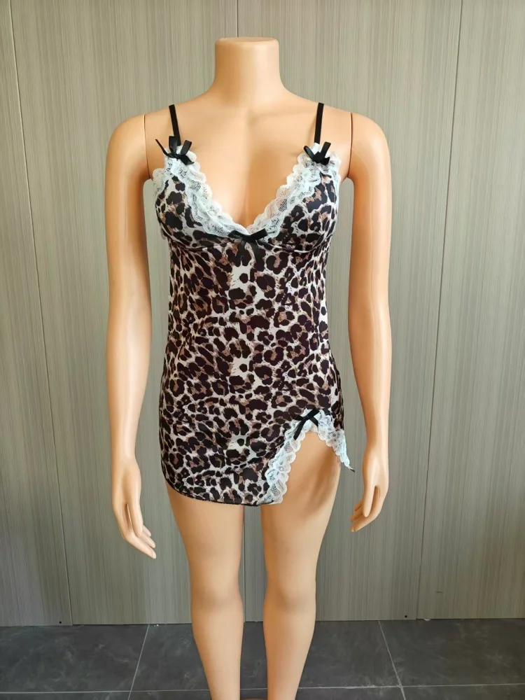 Wmstar Dress Wholesale Slip Sexy Leopard Print Empty Lace Sexy Dress for Night Clubs Mini Dress Drop Shopping New Style 2025