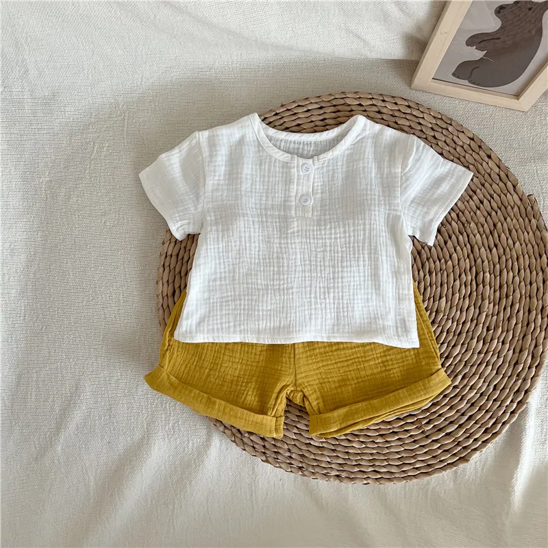 MILANCEL 2022 Summer Baby Clothing Set  LinenTee and Shorts 2 pcs Boys Suits Infant Girls Suit baby clothes mini set