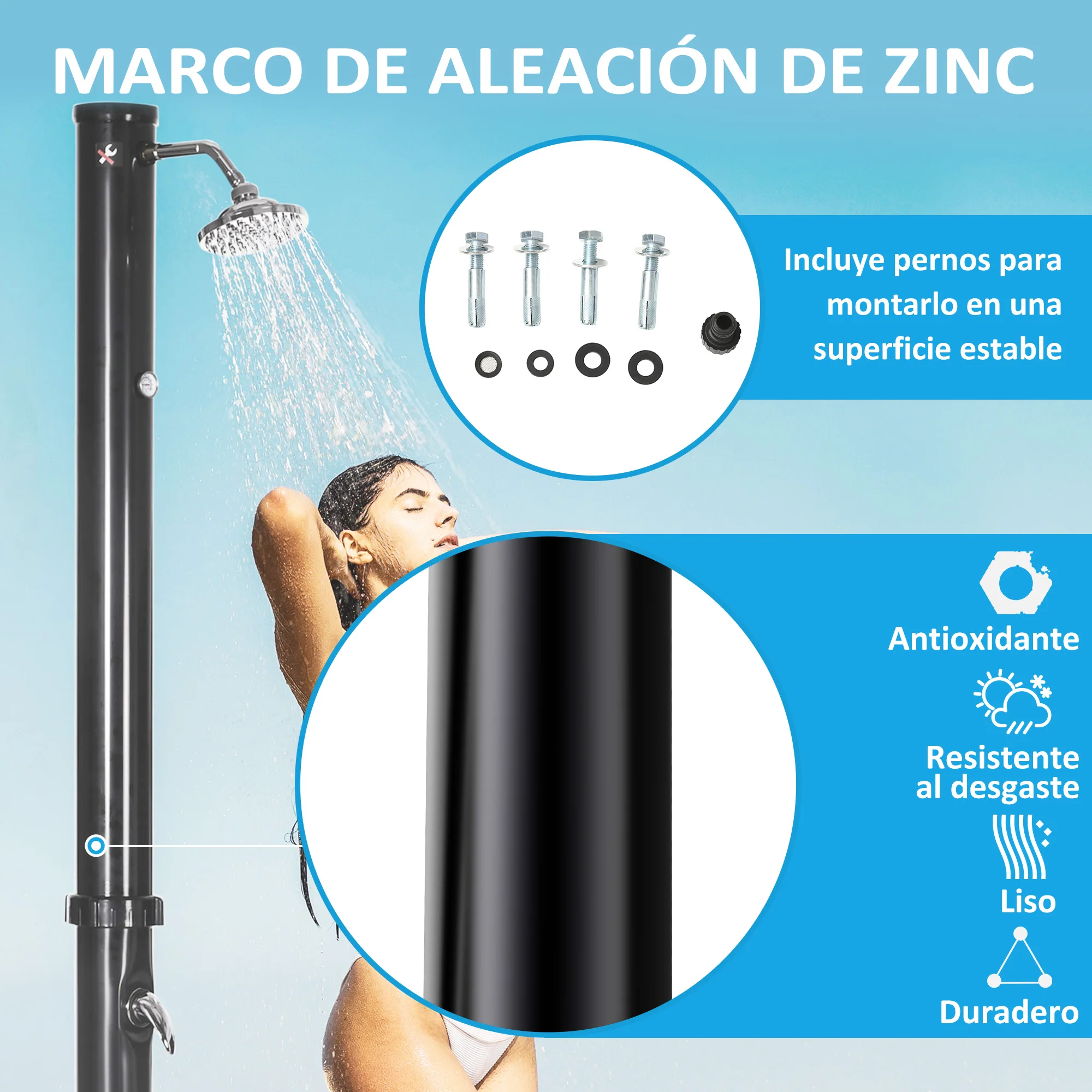 Outsunny Outdoor Solar Shower 40l Garden Shower With Shower Head Faucet Hot  Water Up To 60 ℃ And Foot Shower For Pool Patio Beach 19x20x217 Cm Black -  Shower Faucets - AliExpress