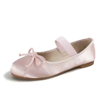 Ballet Flats Women Shoes 44 Mary Jane Shoes Round Toe Women's Shoe Bow Silk Satin Flats Women Shoes Plus Size 33-44 Valentine - Image 4