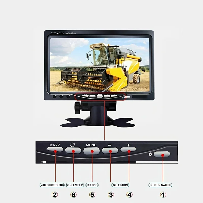 트럭용 8LED 강력 카메라가 장착된 7인치 차량용 디스플레이 - 4핀 간편 연결 백업 뷰잉 시스템 탑재