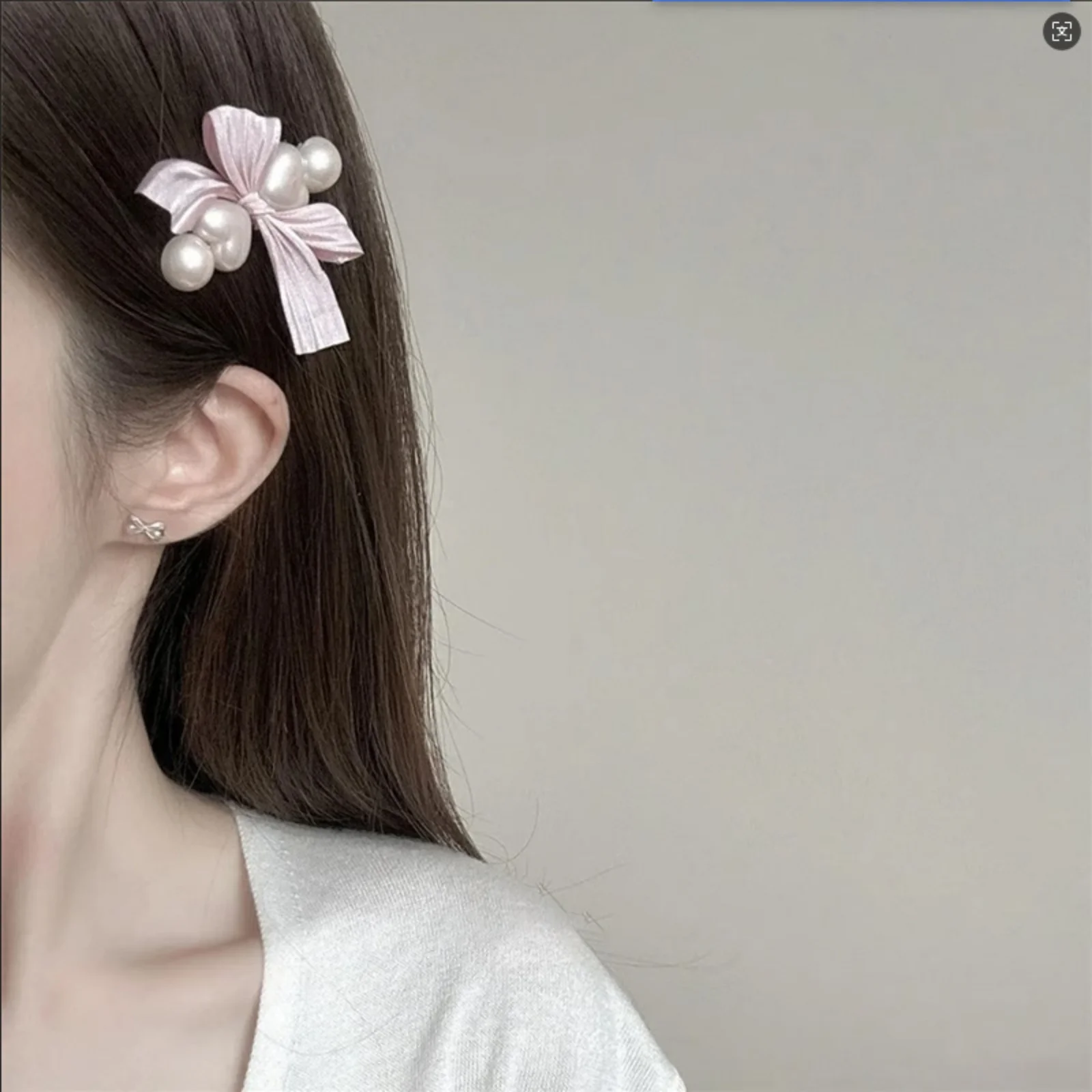 1PC Elegant Pink Satin Bow Hair Clip,Pearl Decor Hair Accessory For Women,Stylish Hair Grip, Perfect For Daily Wear Party Gift