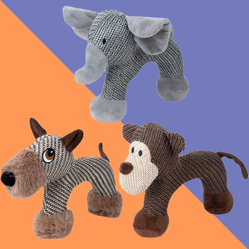 Dog Toys Make Noises, Chew Cotton, Hemp, Elephant, Monkey Shaped Toys