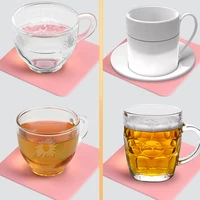 3.9 Inch Solid Silicone Coasters Heat Insulation Coffee Cup Mat Non-slip Drink Glass Beverage Holder Pad Square Protect Desktop 4