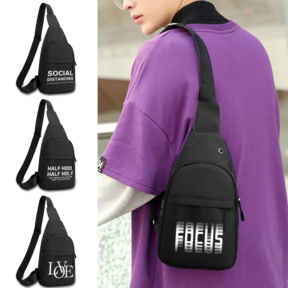 2022 Trend Chest Bag for Men Canvas Sport Crossbody Men Shoulder Bag Mobile Phone Chest Bag Text Pattern Printed handbags