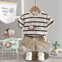 New Baby Boys Summer Clothes Outfits Sets striped T-shirt + Shorts Suits for toddler Baby Boys clothing 1st babies Birthday sets