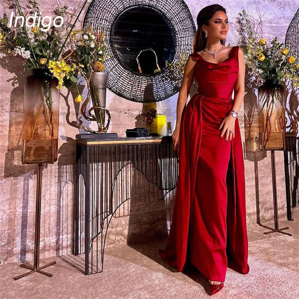 

Indigo Evening Dress Mermaid Floor-Length Simple Spaghetti Straps Pleat Satin Elegant Party Dress For Women 2024 Vestido De Gala