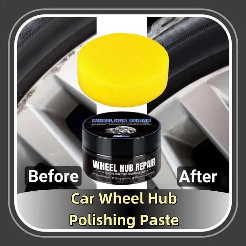 80g Wheel Hub Polish Paste Car Wheel Scratch Removal Paste With Sponge Hub Cleaner Car Minor Scratches Repair