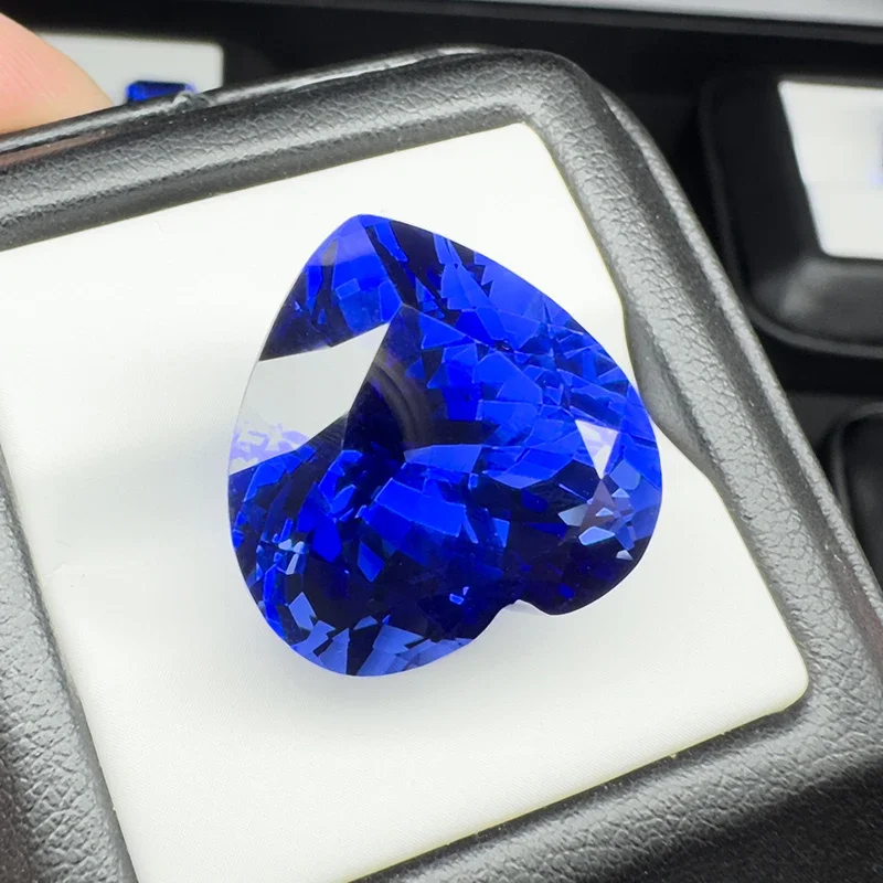 Lab Grown Sapphire Royal Blue Heart Cut 20x20mm 42.05ct VVS1 Gemstone for Diy Jewelry Making with AGL Certificate