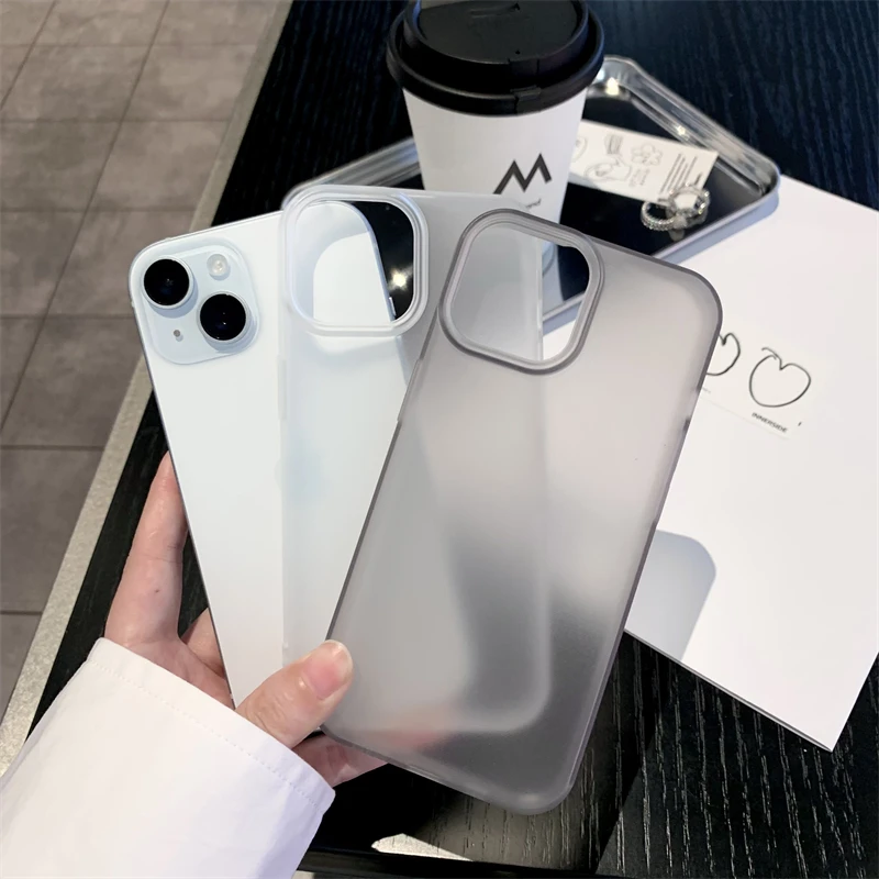 Luxury Transparent Matte Phone Case For iPhone 16 11 12 13 14 15 Pro Max 7 8 Plus XR SE Soft Shock Proof Bumper Back Cover Men