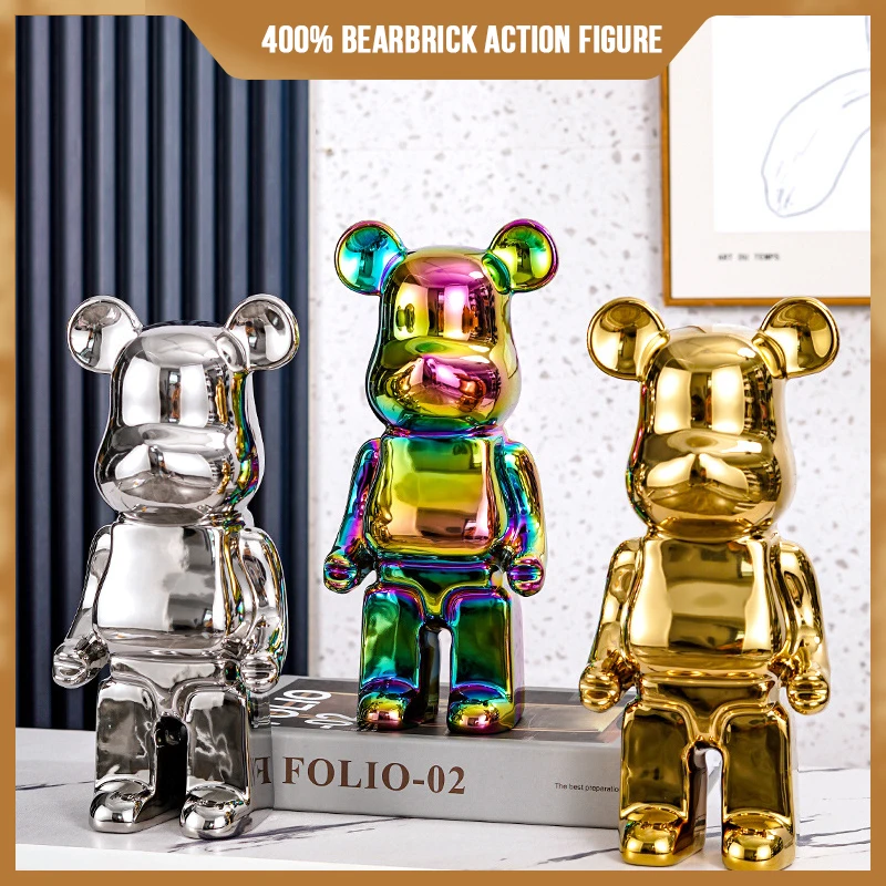 Bearbrick 400% Violence Bear Bear Brick Sculptures Figurines Lipstick  Co-branding Bearbricks Kawaii Room Decor Bear Bricks Gifts - AliExpress