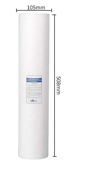 20 Inch Pp Filter Cartridge Vet Soort 105X508Mm 1 Micron 5 Micron Water Filter Onderdelen