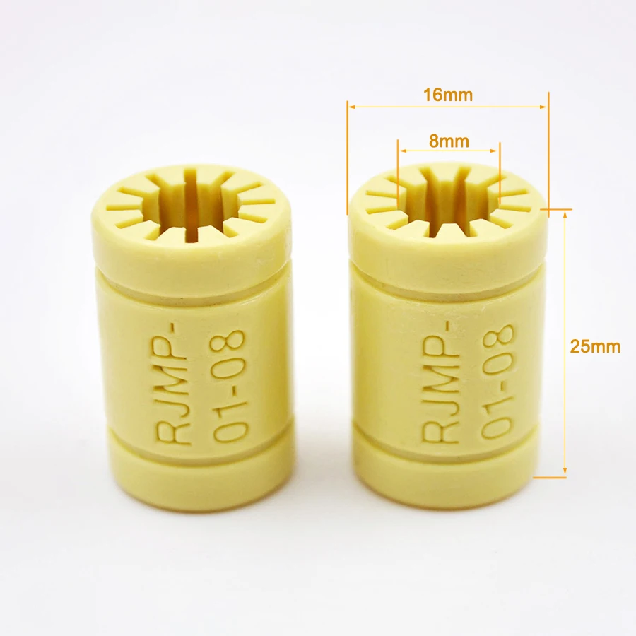 고체 폴리머 RJMP-01-08 리니어 베어링 8*16*25mm 플라스틱 베어링 8mm 3D 프린터 부품 프루사 멘델 DIY용