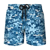 America Leaf Forest Camouflage Board Shorts Men Clothing 3D Print Hawaii Beach Shorts Blue Sea Camo Shorts Pants Cool Ice Shorts 1