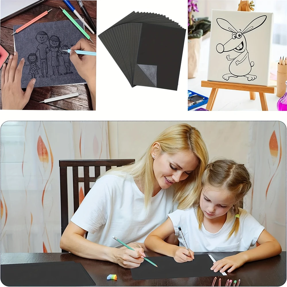 100PCS A4 Transfer Tracing Graphite Paper Suit For Drawing Patterns On Canvas Fabric Artist Wood Lettering Sketch Drawing